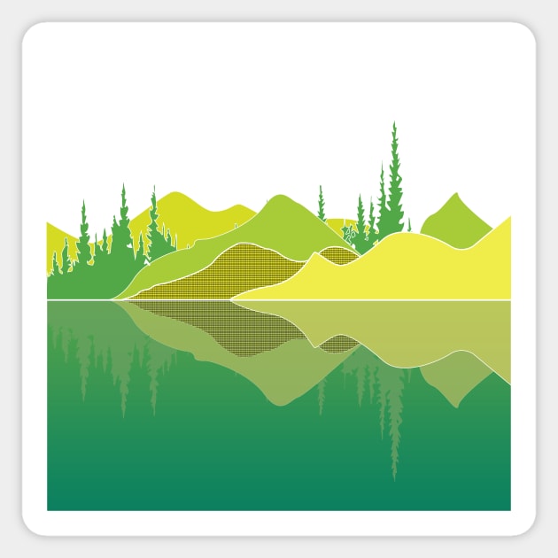 Landscape Vignette: Lime Reflection Lake Sticker by Crafting Yellow